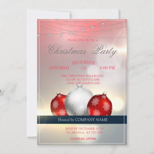 Weihnachtsbälle, Lights Christmas Company Party Einladung (Vorderseite)