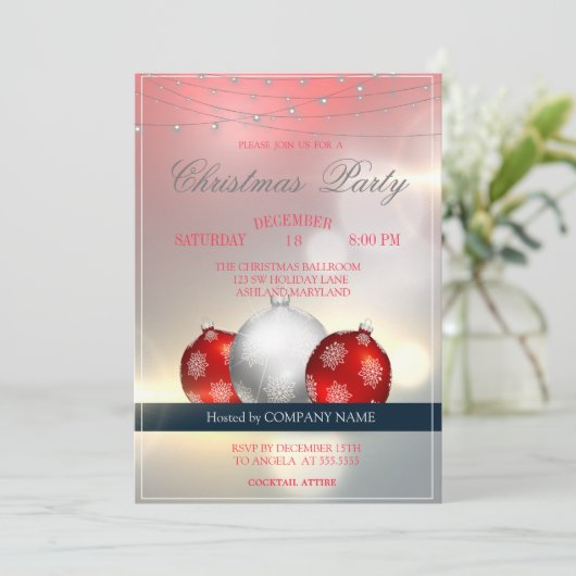 Weihnachtsbälle, Lights Christmas Company Party Einladung (Stehend Vorderseite)