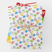 Weihnachtsbälle Muster, Streifen und Name Urlaub Geschenkpapier Set (Beispiel)