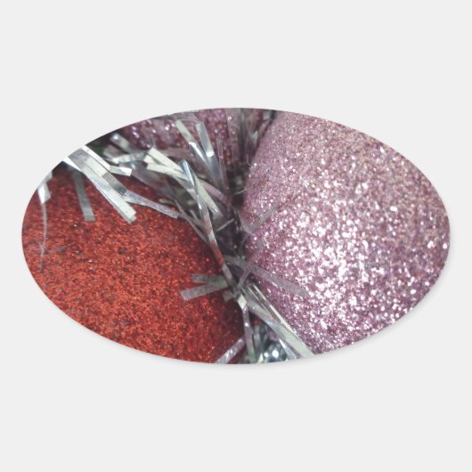 Weihnachtsbälle Ovaler Aufkleber (Vorderseite)