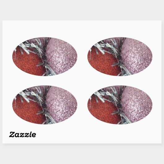 Weihnachtsbälle Ovaler Aufkleber (Blatt)