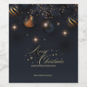 Weihnachtsbälle Pine Tree Branches Black Weinetikett (Einzelnes Label)