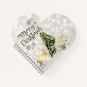 Weihnachtsbälle, Pine Tree, Deer, Glittery Bokeh Notizbuch (Vorderseite)