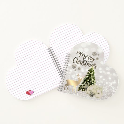 Weihnachtsbälle, Pine Tree, Deer, Glittery Bokeh Notizbuch (Innenseite)