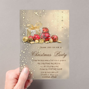 Weihnachtsbälle präsentiert Gold Weihnachten Party Acryleinladungen