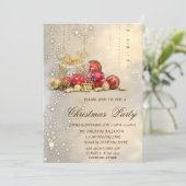 Weihnachtsbälle präsentiert Gold Weihnachten Party Einladung (Stehend Vorderseite)