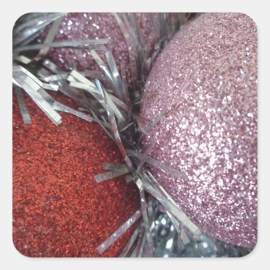 Weihnachtsbälle Quadratischer Aufkleber (Vorderseite)