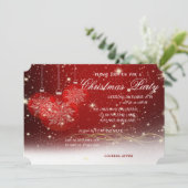 Weihnachtsbälle, Rot, Weihnachtsfest im Unternehme Einladung (Stehend Vorderseite)