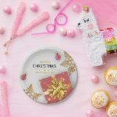 Weihnachtsbälle Rote Geschenkboxen Gold Schneefloc Pappteller (Party)