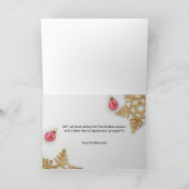 Weihnachtsbälle Rote Geschenkboxen Gold Snowflakes Karte (Innenseite)