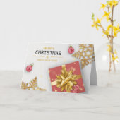 Weihnachtsbälle Rote Geschenkboxen Gold Snowflakes Karte (Gelbe Blume)