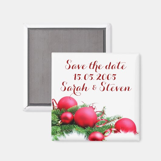 Weihnachtsbälle Save the Date Magnet (Vorderseite/Rückseite)