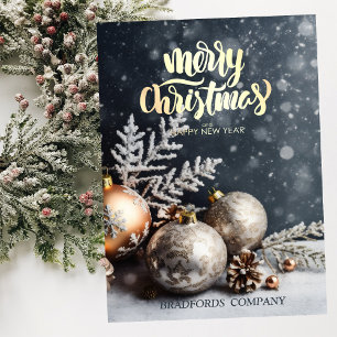 Weihnachtsbälle Schnee Grau Weihnachtsunternehmen Feiertagskarte