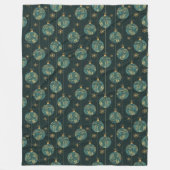 Weihnachtsbälle Schneeflocken Gold Foliage Blätter Fleecedecke (Vorderseite)