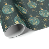 Weihnachtsbälle Schneeflocken Gold Foliage Blätter Geschenkpapier (Rolleneckpunkt)