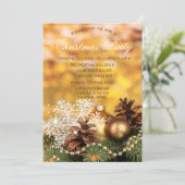 Weihnachtsbälle Schneeflocken Pine Conn Weihnachte Einladung (Stehend Vorderseite)