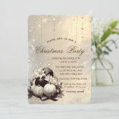 Weihnachtsbälle, Schneeflocken Poinsettia Weihnach Einladung (Stehend Vorderseite)