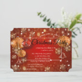 Weihnachtsbälle, Schneeflocken, Rotes Corporate Pa Einladung (Stehend Vorderseite)