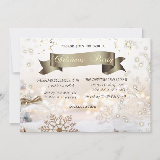 Weihnachtsbälle Schneeflocken Weihnachts-Party Einladung (Vorderseite)
