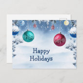 Weihnachtsbälle Schneeurlaub Postkarte (Vorne/Hinten)