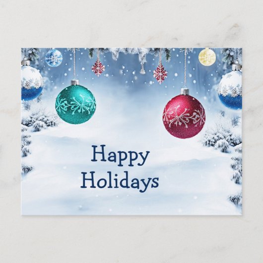 Weihnachtsbälle Schneeurlaub Postkarte (Vorderseite)