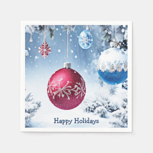Weihnachtsbälle Schneezeitschrift Napkin Serviette