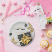 Weihnachtsbälle Schwarze Geschenkboxen Gold Schnee Pappteller (Party)