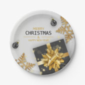 Weihnachtsbälle Schwarze Geschenkboxen Gold Schnee Pappteller (Vorderseite)