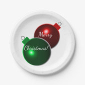 Weihnachtsbälle Shiny Red & Green mit Gruß Pappteller (Vorderseite)