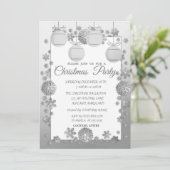 Weihnachtsbälle, Silver Corporate Christmas Party Einladung (Stehend Vorderseite)