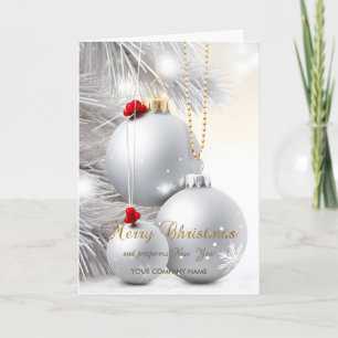 Weihnachtsbälle Silver Tree Branchen Unternehmen Feiertagskarte