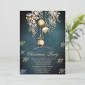 Weihnachtsbälle Snowflakes Company Einladung (Stehend Vorderseite)