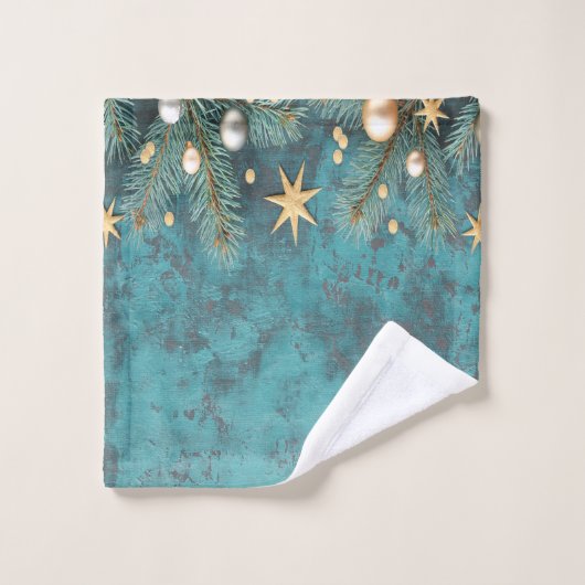 Weihnachtsbälle Sterne Branchen Vintag Badhandtuch Set (Waschlappen)