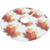 Weihnachtsbälle und Kerzen Polyester Weihnachtsbaumdecke (Schrägansicht)