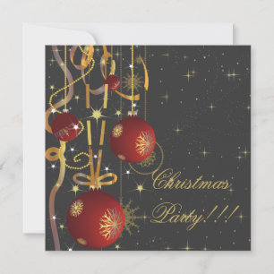 Weihnachtsbälle und Ribbons graue Party Einladung