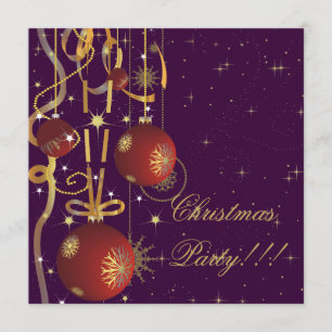 Weihnachtsbälle und Ribbons lila Party Einladung