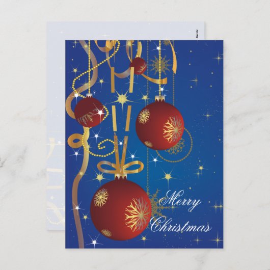 Weihnachtsbälle und Ribbons Postkarte (Vorne/Hinten)