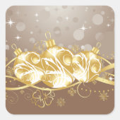 Weihnachtsbälle und Tinsel-Aufkleber Quadratischer Aufkleber (Vorderseite)