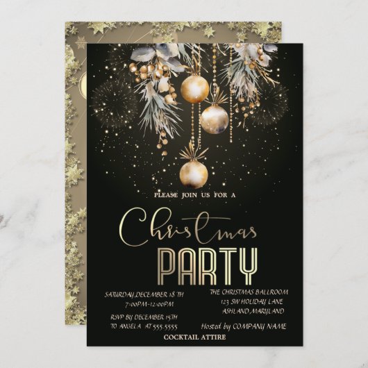 Weihnachtsbälle Weihnachten Feuerwerke Weihnachten Einladung (Vorne/Hinten)