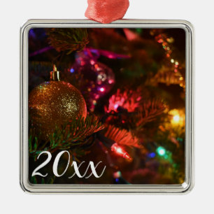 Weihnachtsbälle Weihnachtslichter Tree Foto Ornament Aus Metall