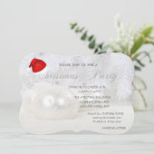 Weihnachtsbälle, Weihnachtsmannmütze, Weihnachtsfe Einladung (Stehend Vorderseite)