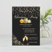 Weihnachtsbälle, Weinglas Unternehmen Weihnachten  Einladung (Stehend Vorderseite)