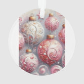 Weihnachtsbälle Whimsical Wirbel Pink White Gray Ornament (Rückseite)