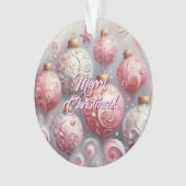 Weihnachtsbälle Whimsical Wirbel Pink White Gray Ornament (Vorderseite)