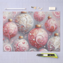 Weihnachtsbälle Whimsikische Wirbel Rosa Decoupage Seidenpapier