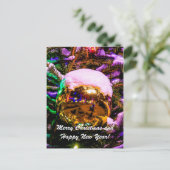 Weihnachtsballen Gelb Feiertagspostkarte (Stehend Vorderseite)