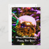 Weihnachtsballen Gelb Feiertagspostkarte (Vorne/Hinten)
