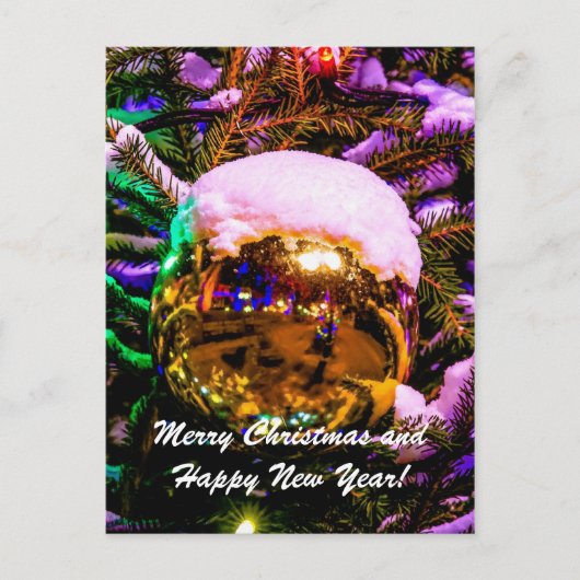 Weihnachtsballen Gelb Feiertagspostkarte (Vorderseite)