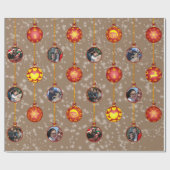 Weihnachtsballen Ornamente 6 Fotos L-Orange Geschenkpapier (Flach)