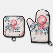 Weihnachtsballen Pink Ofenhandschuh & Topflappen-Set (Vorderseite)